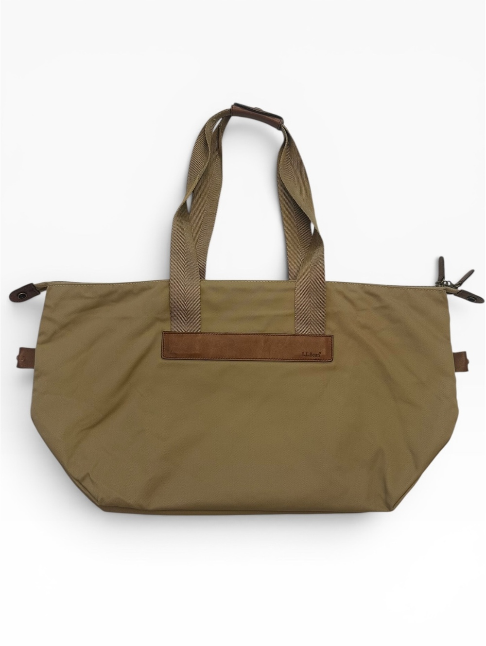 L.L.Bean Khaki Nylon Travel Tote Weekender Bag